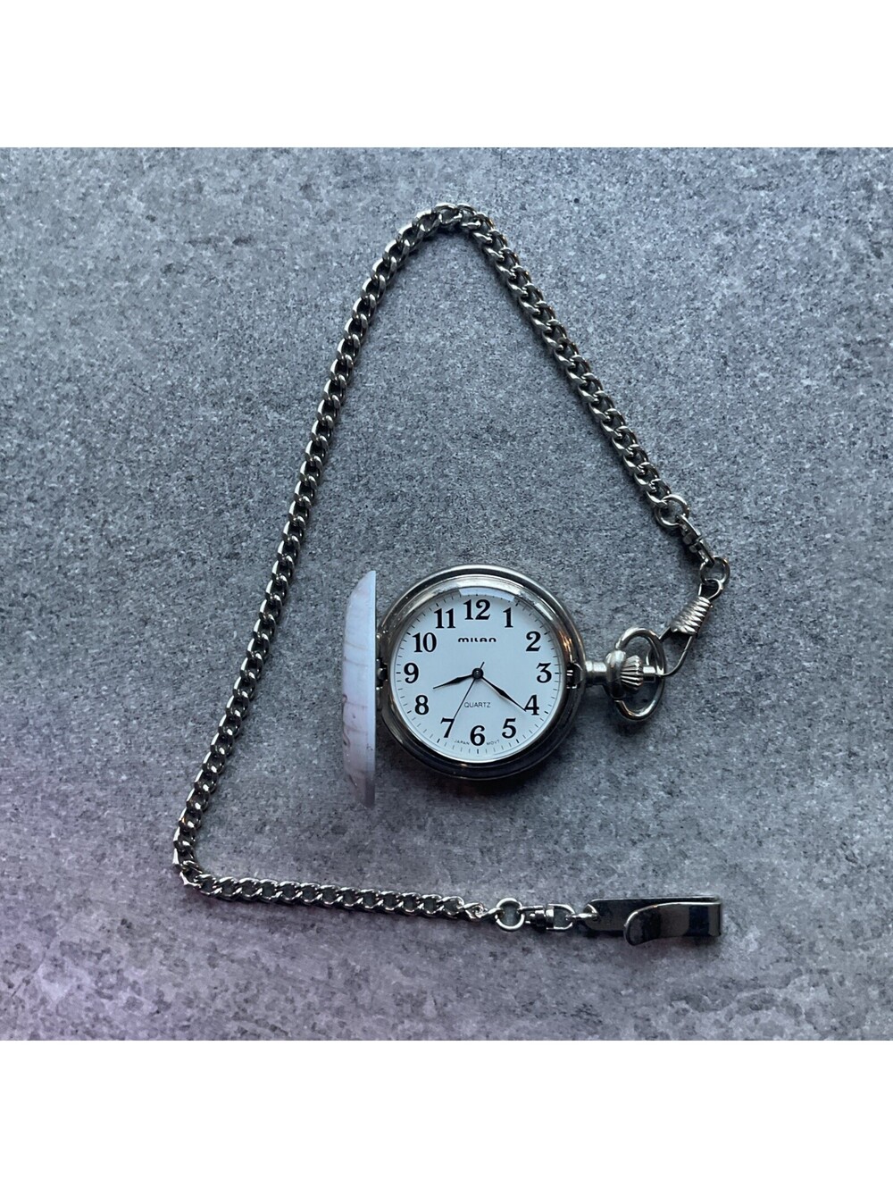 Milan Pocket Watch, Japan Quartz Movement, Cool Wolf Design 47mm Case A12